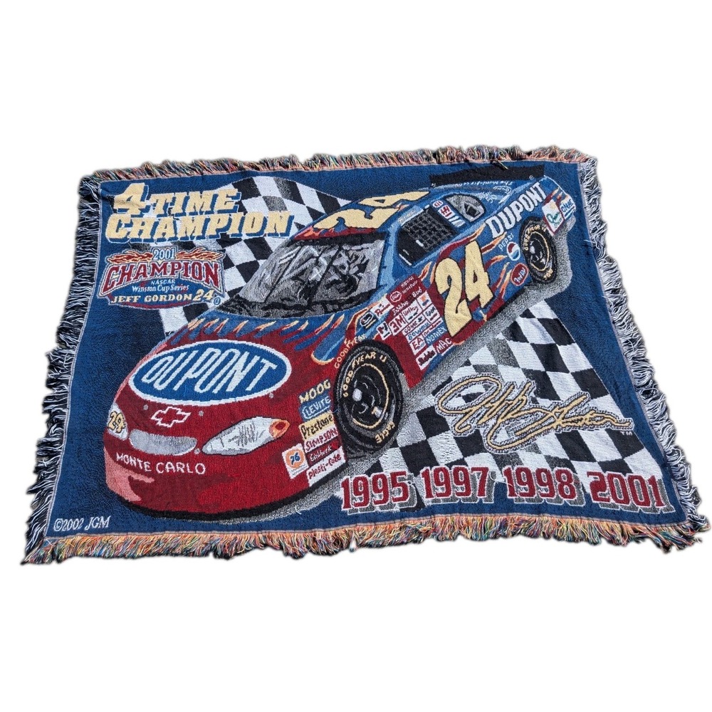 VTG Jeff Gordon Four Time Champion Tapestry Blanket Throw By Northwest 58x44
